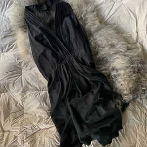 Final Sale 05/31 - Carmen Marc Valvo Silk Black Halter Cocktail Dress